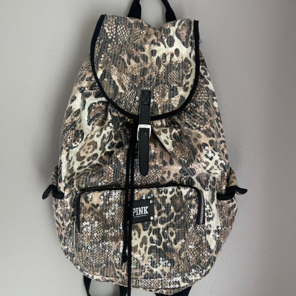 Victoria's Secret Leopard Print Sequin Backpack